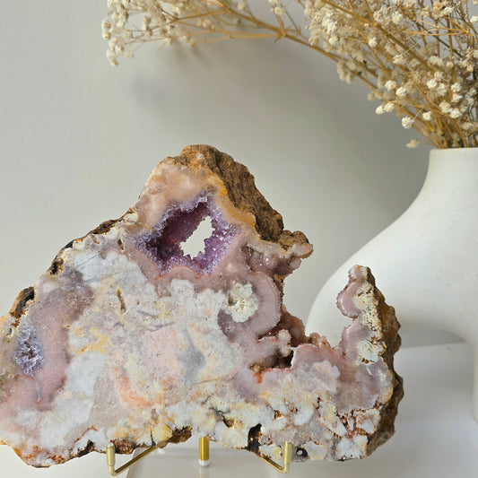 Pink Amethyst Crystal Slab on Stand Brazil High Quality 4