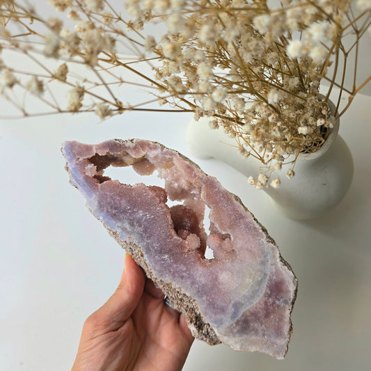 Pink Amethyst Crystal Slab on Stand Brazil High Quality 2