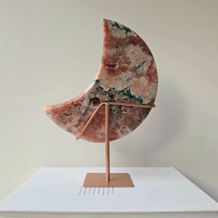 Pink Amethyst Crystal Moon on Stand High Quality Brazil