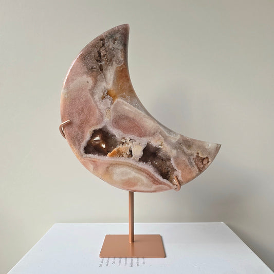 Pink Amethyst Crystal Moon on Stand High Quality Brazil