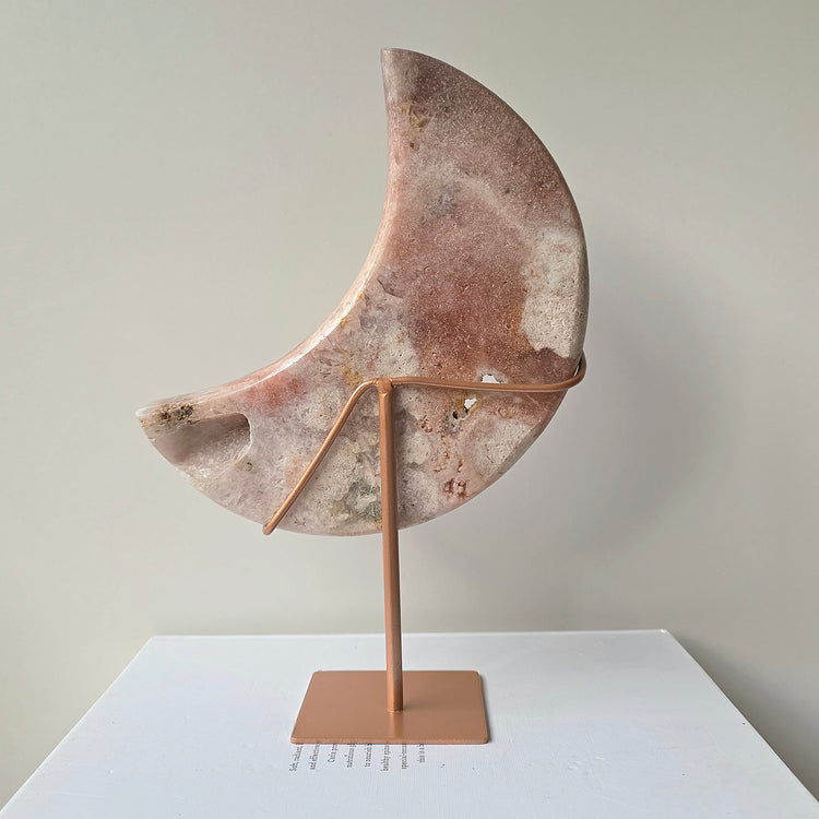 Pink Amethyst Crystal Moon on Stand High Quality Brazil