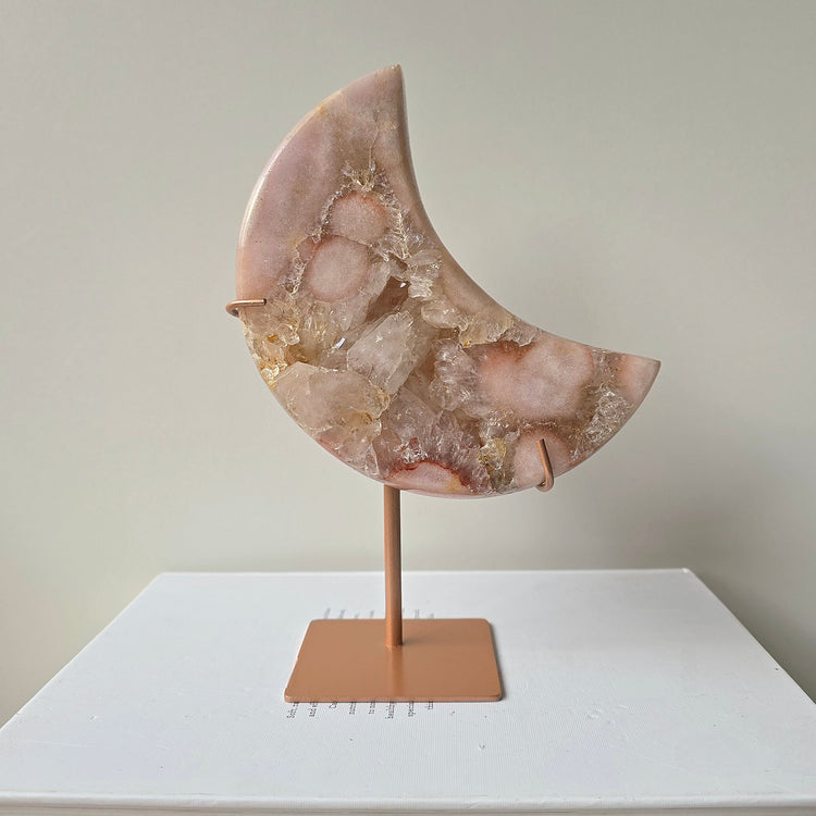 Pink Amethyst Crystal Moon on Stand High Quality Brazil