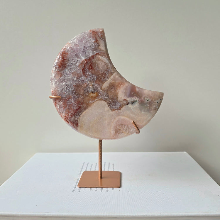 Pink Amethyst Crystal Moon on Stand High Quality Brazil