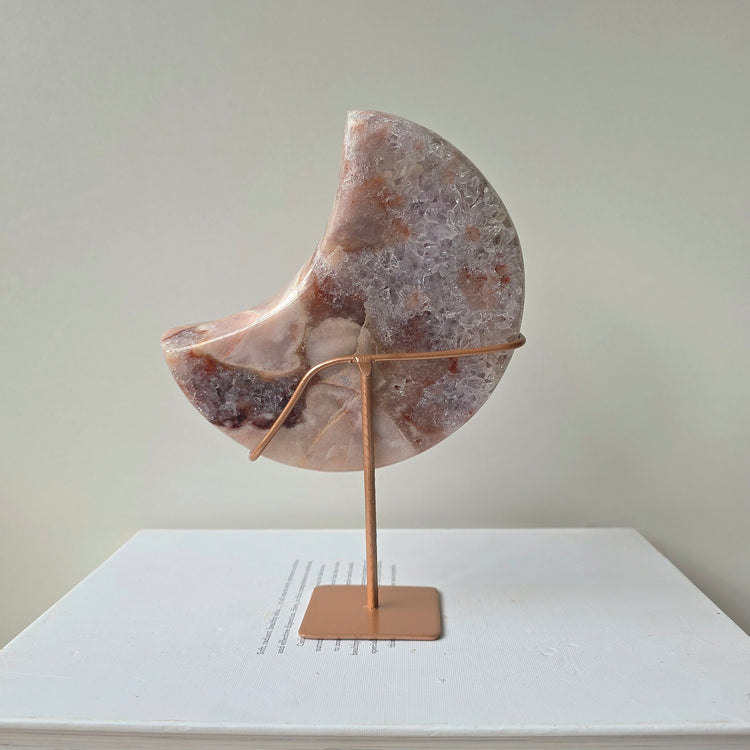 Pink Amethyst Crystal Moon on Stand High Quality Brazil