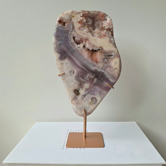 Pink Amethyst Crystal Slab Slice on Stand High Quality Brazil