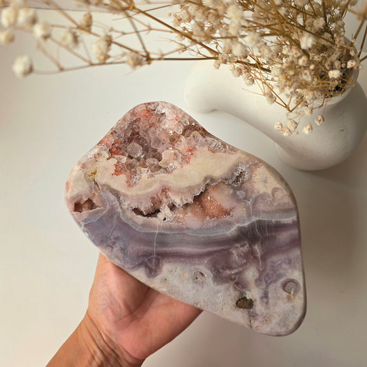 Pink Amethyst Crystal Slab Slice on Stand High Quality Brazil