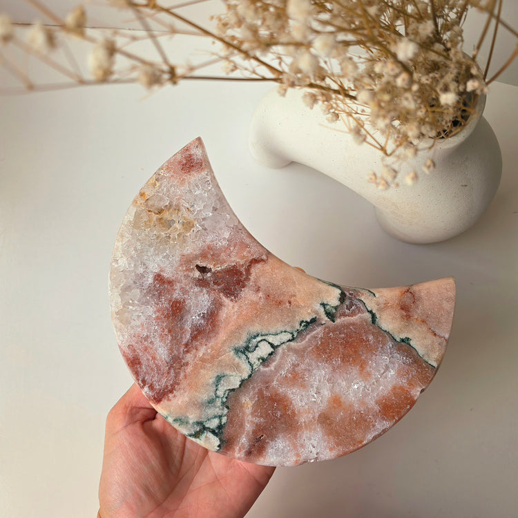 Pink Amethyst Crystal Moon on Stand High Quality Brazil