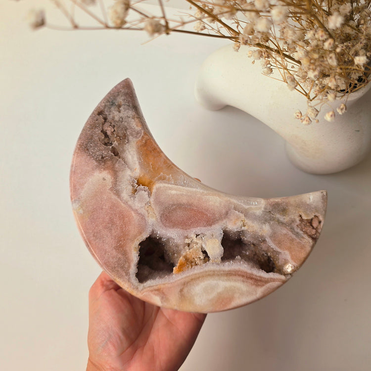 Pink Amethyst Crystal Moon on Stand High Quality Brazil