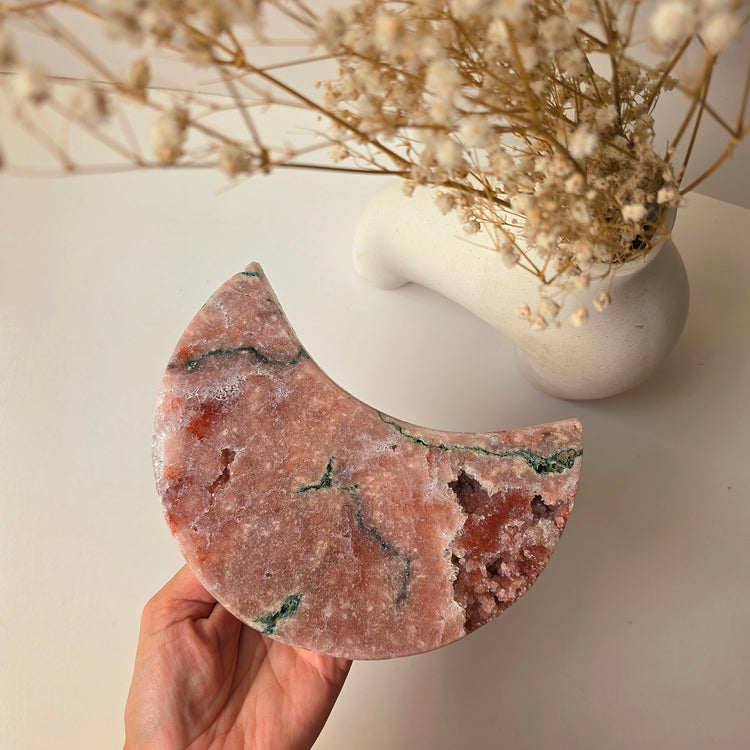 Pink Amethyst Crystal Moon on Stand High Quality Brazil