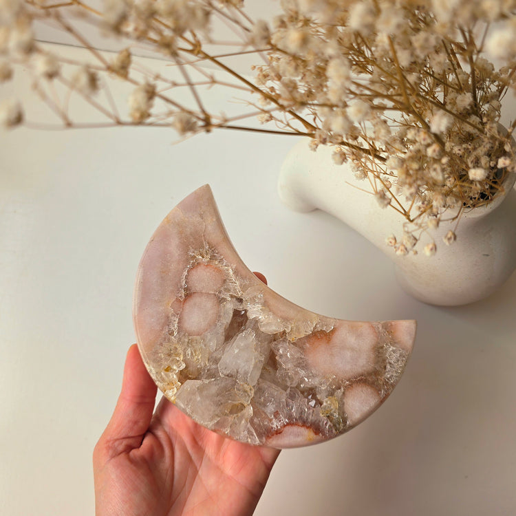 Pink Amethyst Crystal Moon on Stand High Quality Brazil