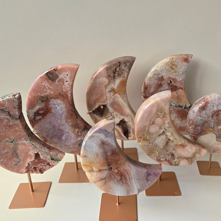 Pink Amethyst Crystal Moon on Stand High Quality Brazil