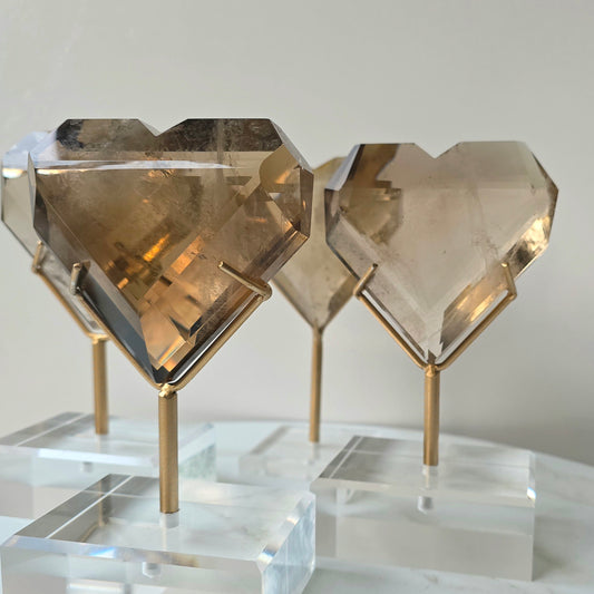 Natural Citrine Crystal Faceted Heart High Quality on Stand Brazil