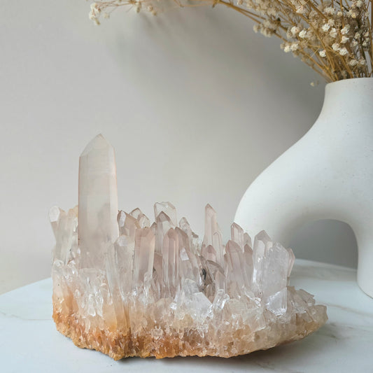 Pink Lithium Quartz Crystal Cluster Brazil Rare