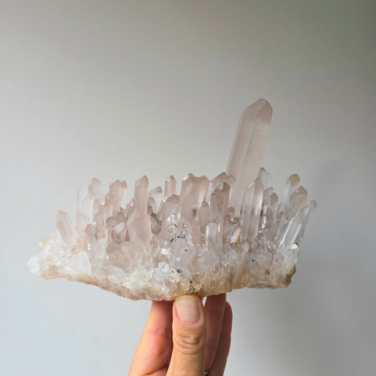 Pink Lithium Quartz Crystal Cluster Brazil Rare