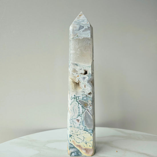 Moss Agate Crystal Tower Point Obelisk Brazil - Crystals and Me | Crystal Candles and Ethically Sourced Crystals