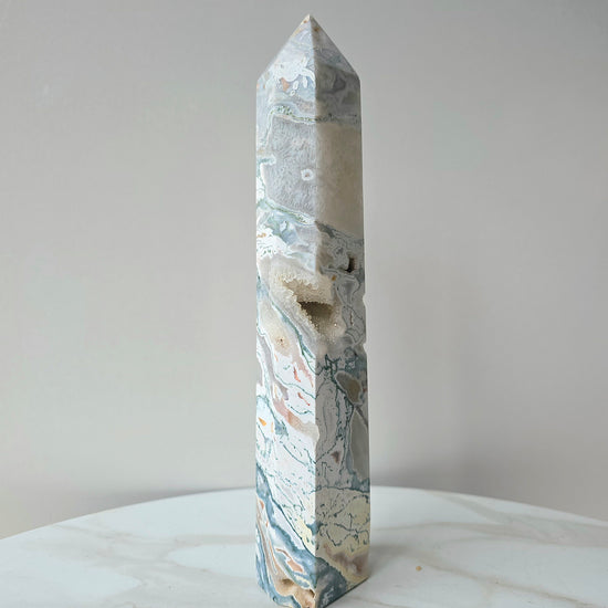 Moss Agate Crystal Tower Point Obelisk Brazil - Crystals and Me | Crystal Candles and Ethically Sourced Crystals