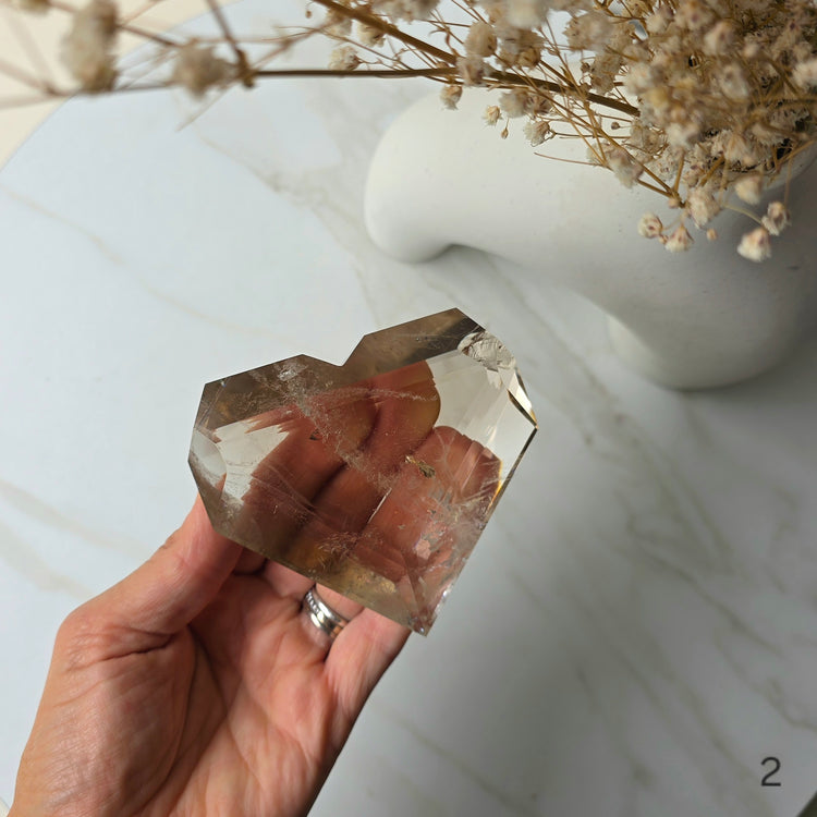 Natural Citrine Crystal Faceted Heart High Quality on Stand Brazil