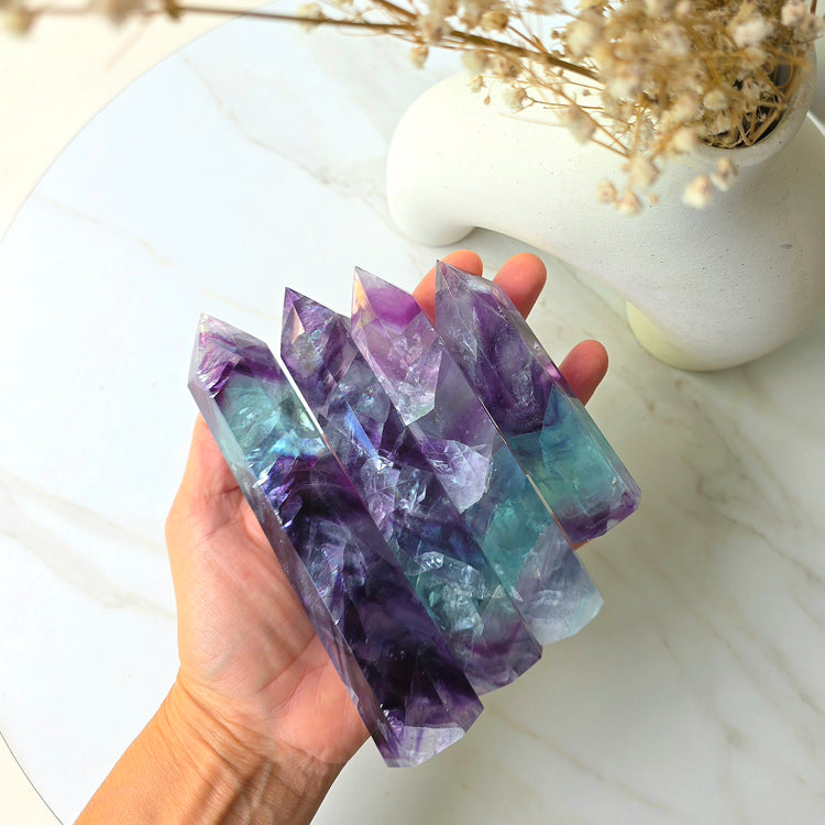 Rainbow Fluorite Crystal Tower Point Obelisk High Quality China