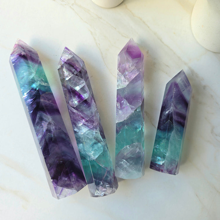 Rainbow Fluorite Crystal Tower Point Obelisk High Quality China