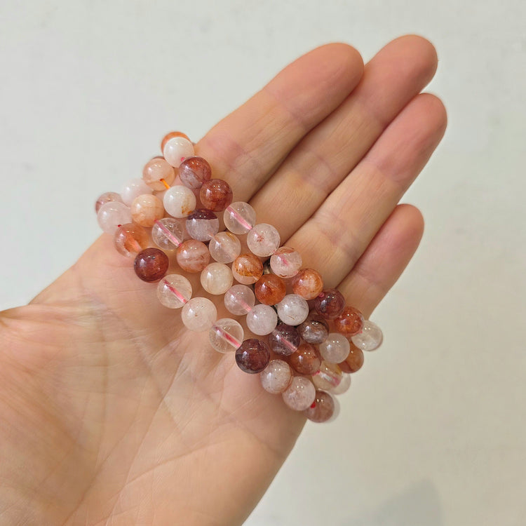 Fire Quartz Crystal Hematoid Quartz Crystal Bracelet
