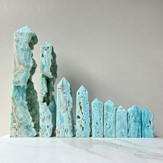 Blue Hemimorphite Crystal Tower Point Obelisk High Quality Mexico