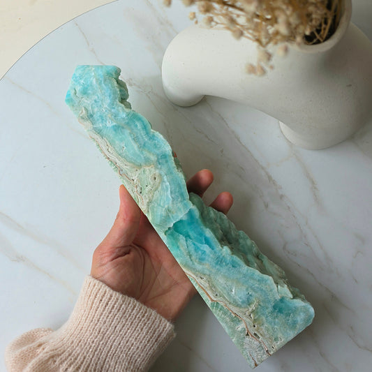 Blue Hemimorphite Crystal Tower Point Obelisk High Quality Mexico