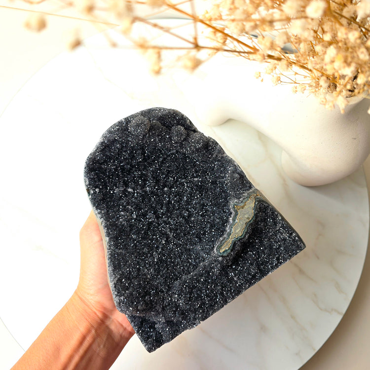 Rare Black Galaxy Amethyst Crystal Cluster AAA Uruguay XL 4