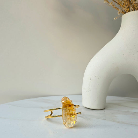 Citrine Crystal Faceted Bracelet Bangle Heat Treated