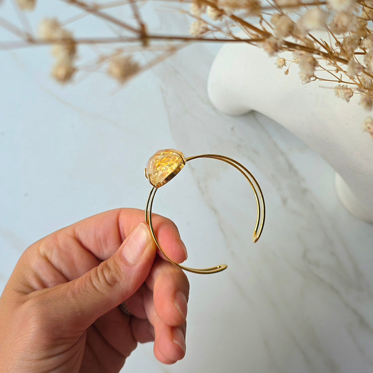 Citrine Crystal Faceted Bracelet Bangle Heat Treated