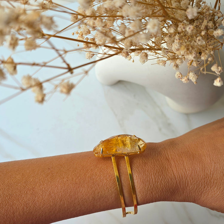 Citrine Crystal Faceted Bracelet Bangle Heat Treated