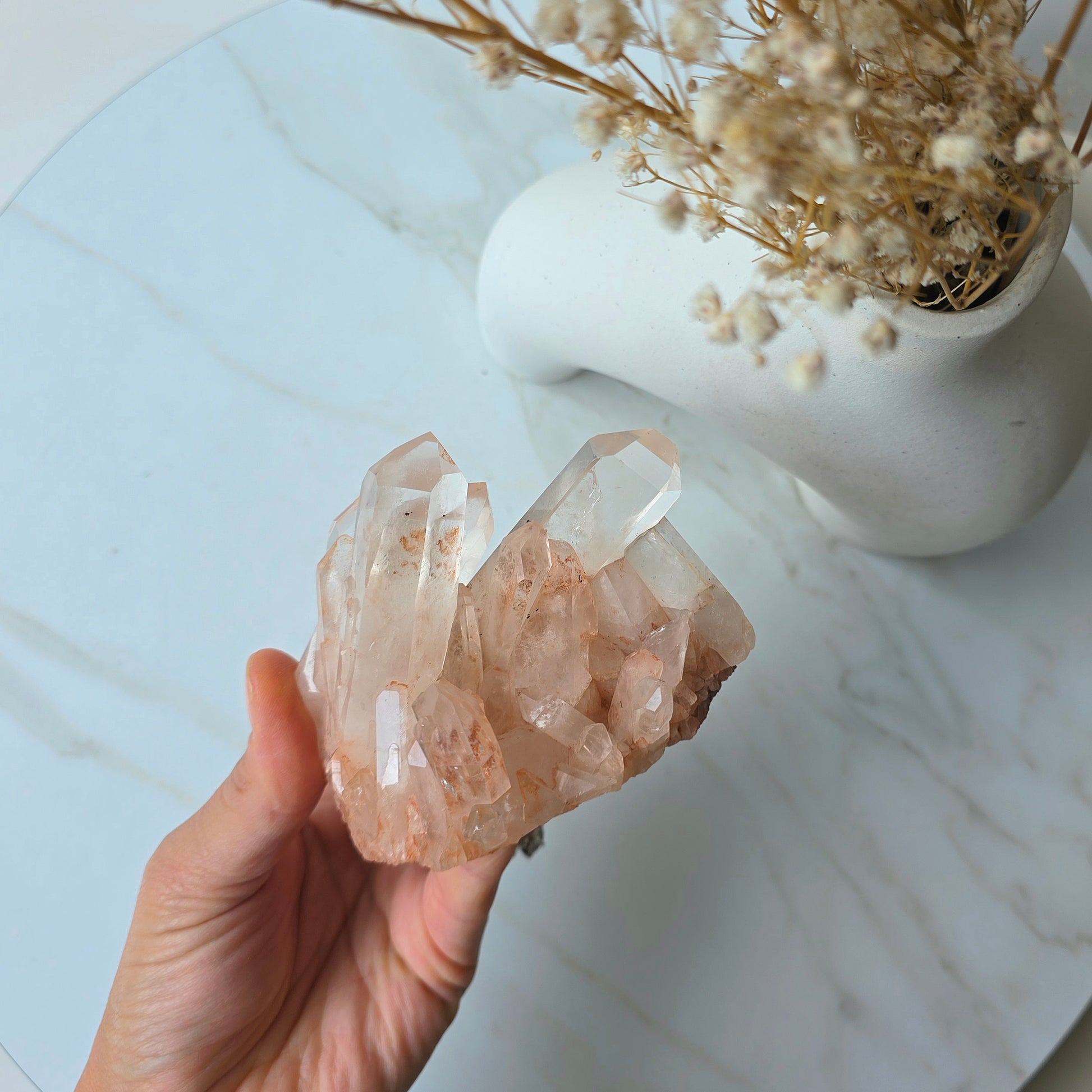 Pink Himalayan Crystal Quartz Cluster High Quality India - Crystals and Me | Crystal Candles and Ethically Sourced Crystals