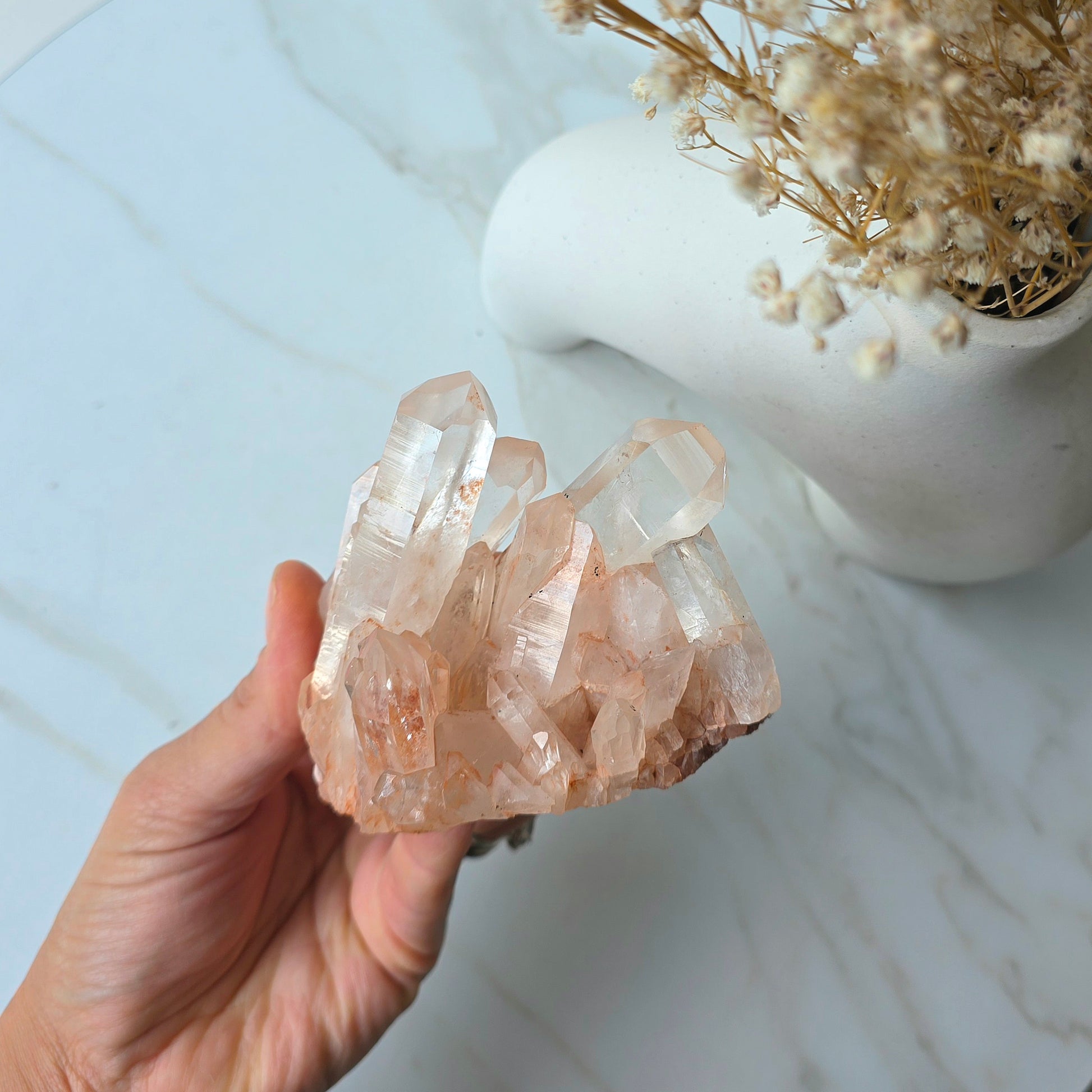 Pink Himalayan Crystal Quartz Cluster High Quality India - Crystals and Me | Crystal Candles and Ethically Sourced Crystals