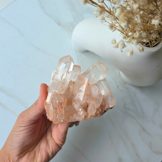 Pink Himalayan Crystal Quartz Cluster High Quality India - Crystals and Me | Crystal Candles and Ethically Sourced Crystals