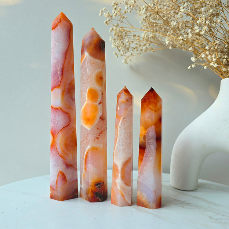 Carnelian Crystal Tower Point Obelisk High Quality Brazil - Crystals and Me | Crystal Candles and Ethically Sourced Crystals