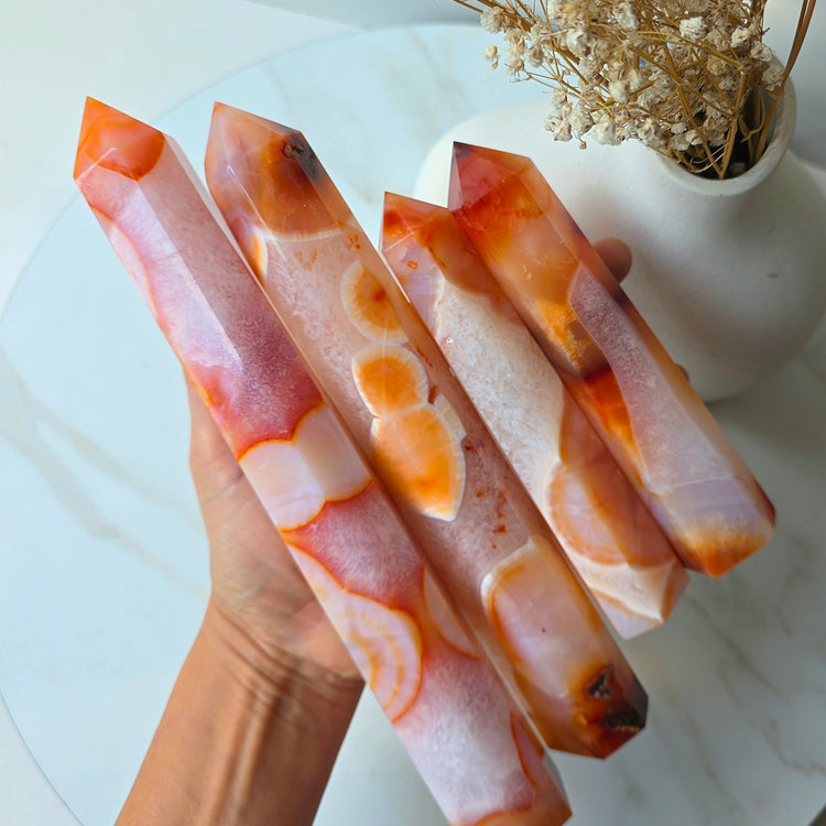 Carnelian Crystal Tower Point Obelisk High Quality Brazil - Crystals and Me | Crystal Candles and Ethically Sourced Crystals