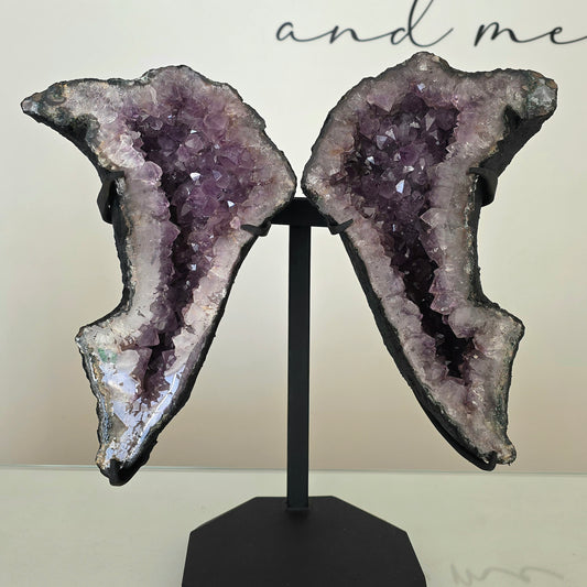 Amethyst Crystal Angel Wings Pair on Stand Brazil - Crystals and Me | Crystal Candles and Ethically Sourced Crystals