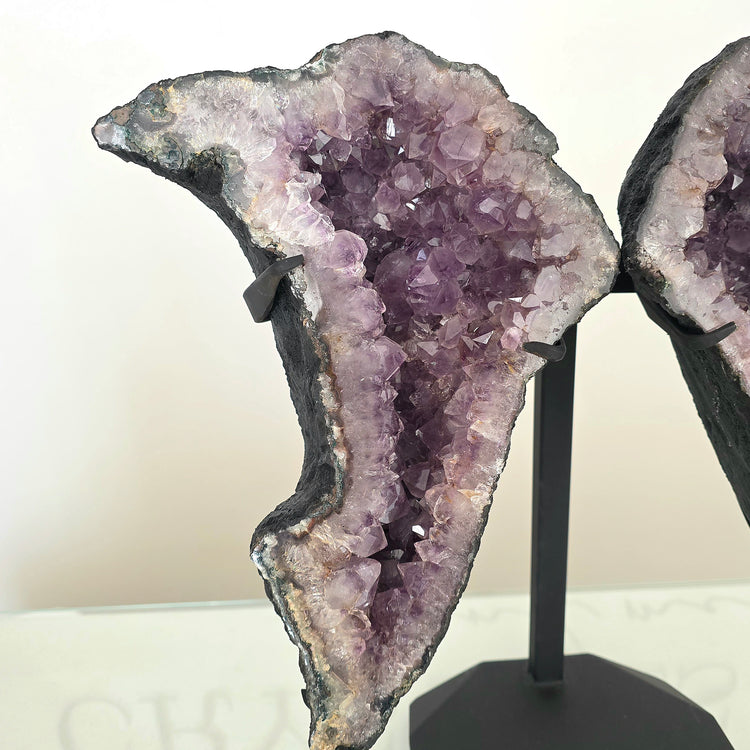 Amethyst Crystal Angel Wings Pair on Stand Brazil - Crystals and Me | Crystal Candles and Ethically Sourced Crystals