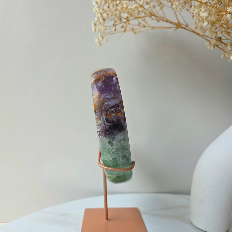 Rainbow Fluorite Crystal Moon on Stand Brazil High Quality - Crystals and Me | Crystal Candles and Ethically Sourced Crystals
