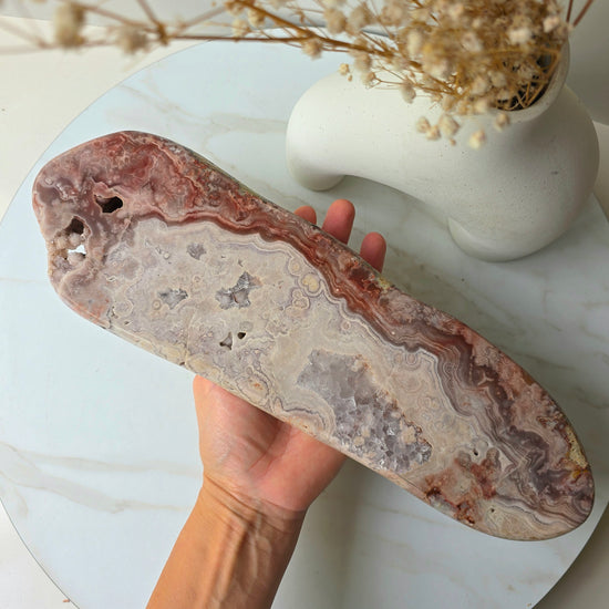 Pink Amethyst Statement Crystal Slab Slice on Stand High Quality Brazil 3 - Crystals and Me | Crystal Candles and Ethically Sourced Crystals