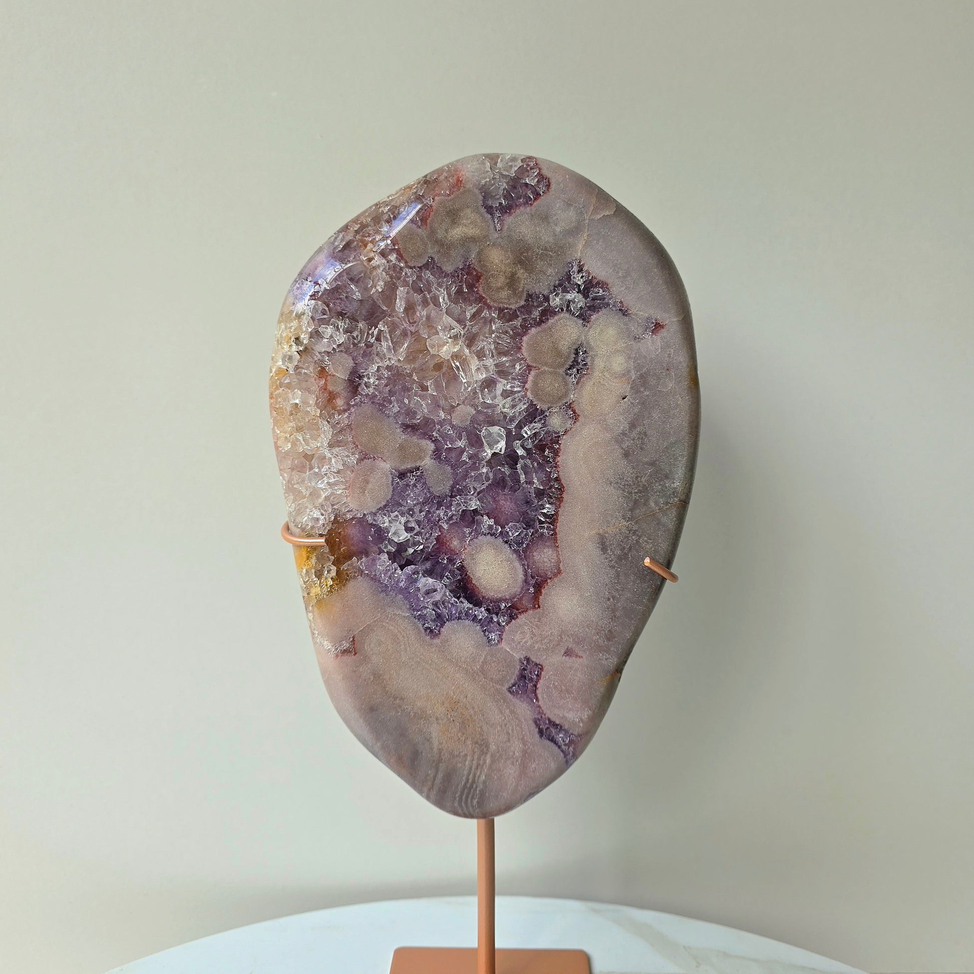 Pink Amethyst Statement Crystal Slab Slice on Stand High Quality Brazil 1 - Crystals and Me | Crystal Candles and Ethically Sourced Crystals