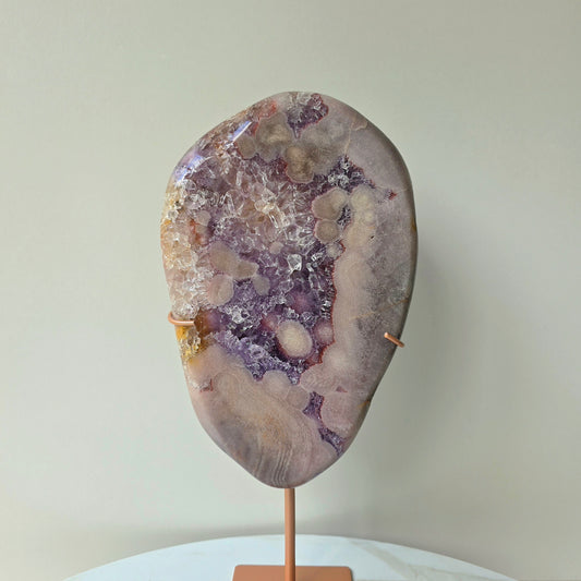 Pink Amethyst Statement Crystal Slab Slice on Stand High Quality Brazil 1 - Crystals and Me | Crystal Candles and Ethically Sourced Crystals