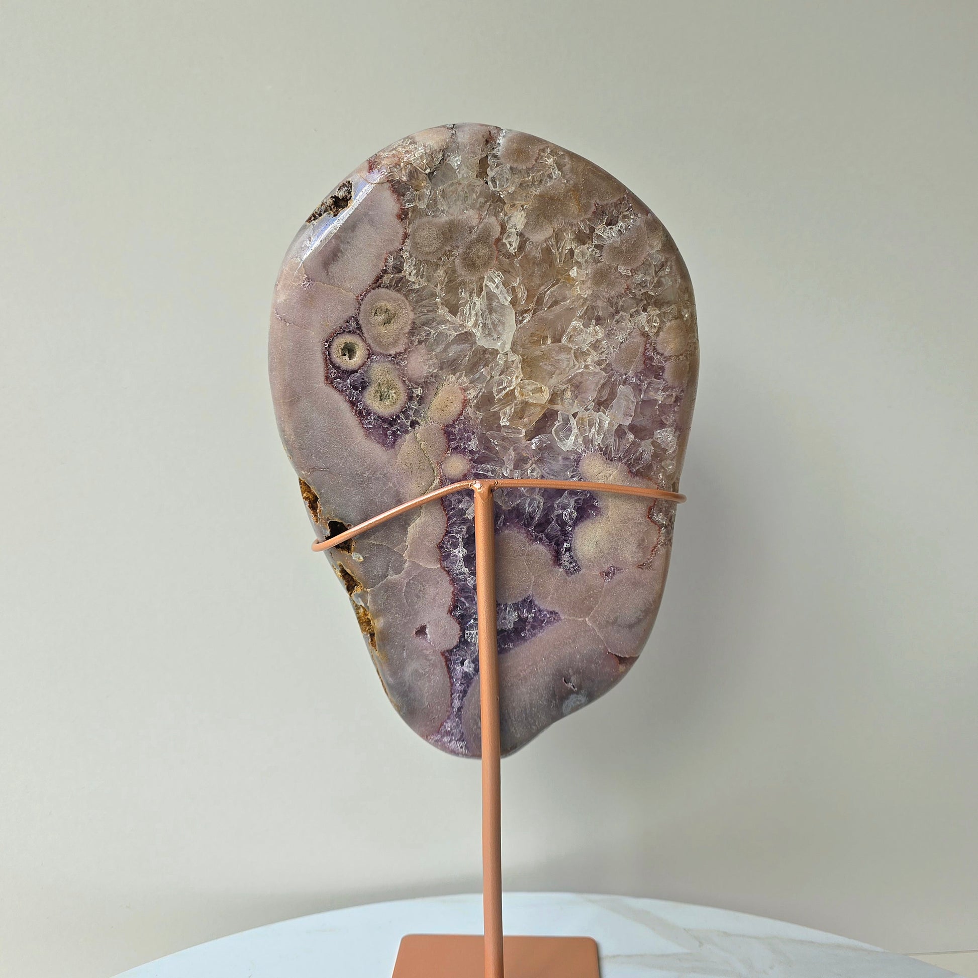 Pink Amethyst Statement Crystal Slab Slice on Stand High Quality Brazil 1 - Crystals and Me | Crystal Candles and Ethically Sourced Crystals