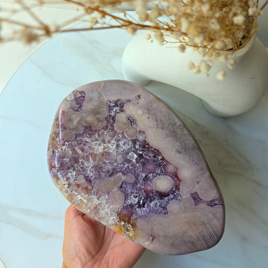 Pink Amethyst Statement Crystal Slab Slice on Stand High Quality Brazil 1 - Crystals and Me | Crystal Candles and Ethically Sourced Crystals