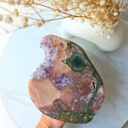 Pink Amethyst Statement Crystal Slab Slice on Stand High Quality Brazil 2 - Crystals and Me | Crystal Candles and Ethically Sourced Crystals