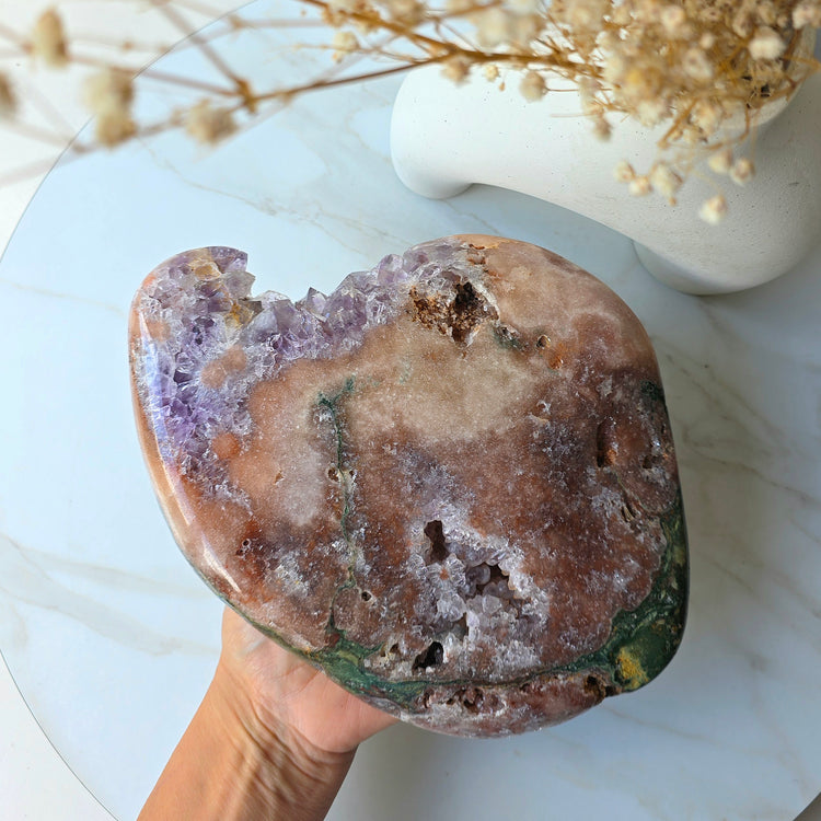 Pink Amethyst Statement Crystal Slab Slice on Stand High Quality Brazil 2 - Crystals and Me | Crystal Candles and Ethically Sourced Crystals