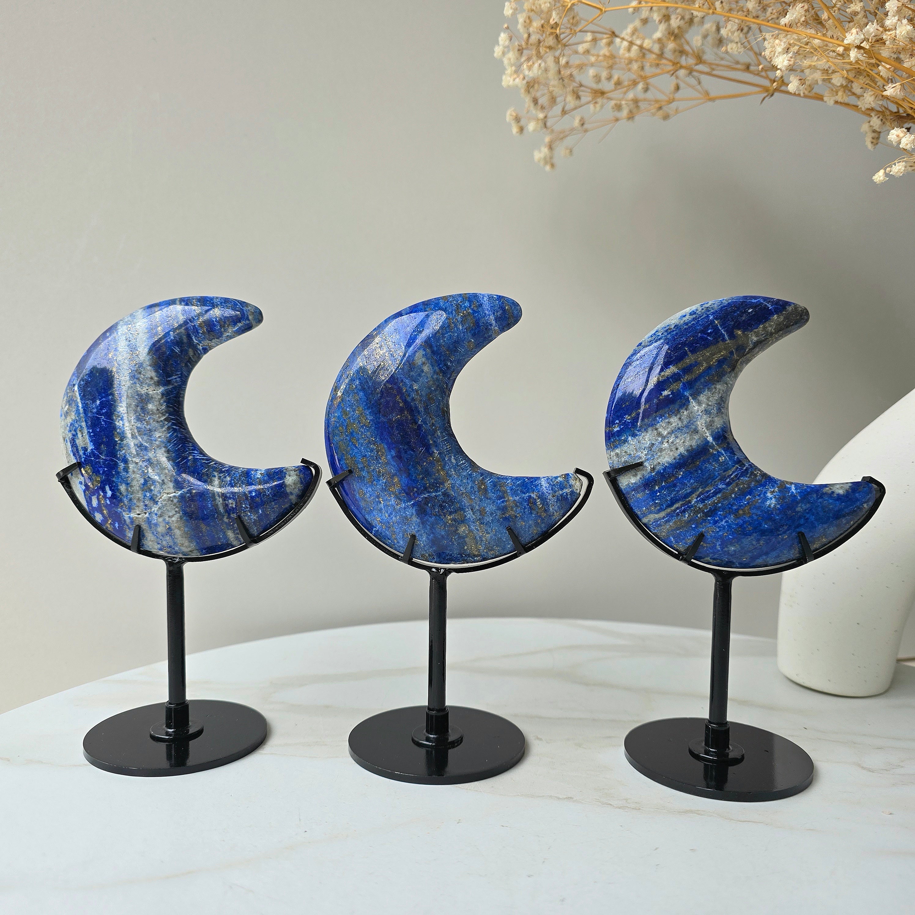 Lapis Lazuli Crystal Moon on Stand High Quality - Crystals and Me | Crystal Candles and Ethically Sourced Crystals