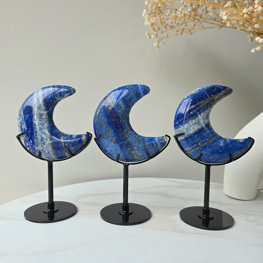 Lapis Lazuli Crystal Moon on Stand High Quality - Crystals and Me | Crystal Candles and Ethically Sourced Crystals