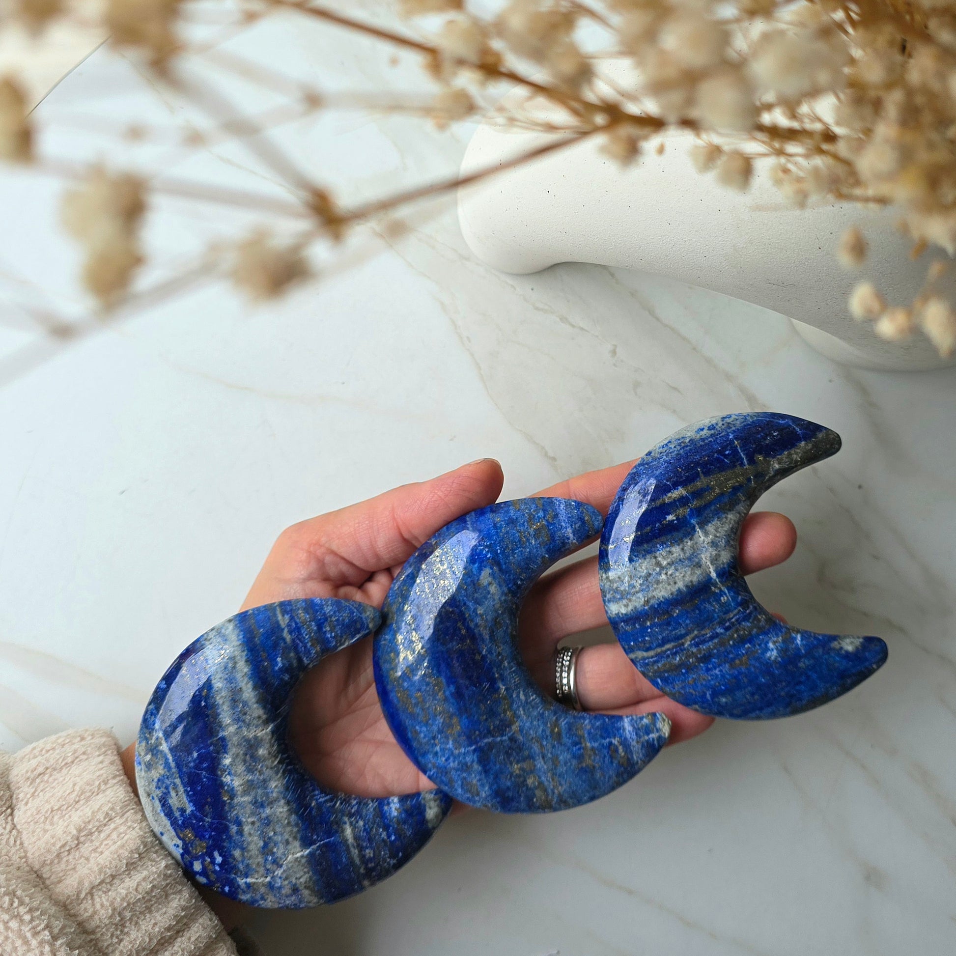 Lapis Lazuli Crystal Moon on Stand High Quality - Crystals and Me | Crystal Candles and Ethically Sourced Crystals