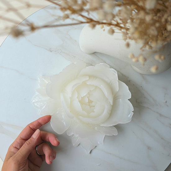 White Onyx Crystal Rose Hand Carved XL 2 - Crystals and Me | Crystal Candles and Ethically Sourced Crystals