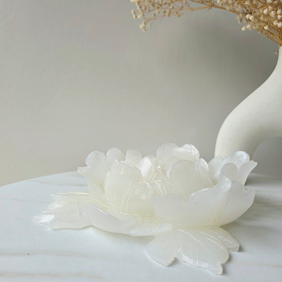 White Onyx Crystal Rose Hand Carved XL 2 - Crystals and Me | Crystal Candles and Ethically Sourced Crystals